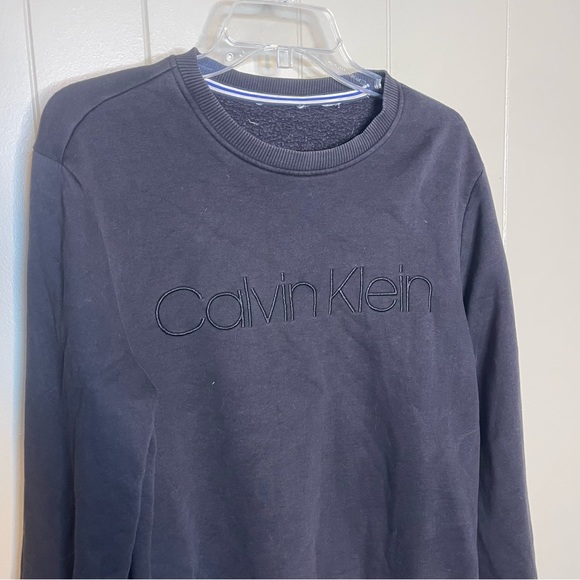 Calvin Klein washed black crew neck sweatshirt logo - Picture 1 of 8